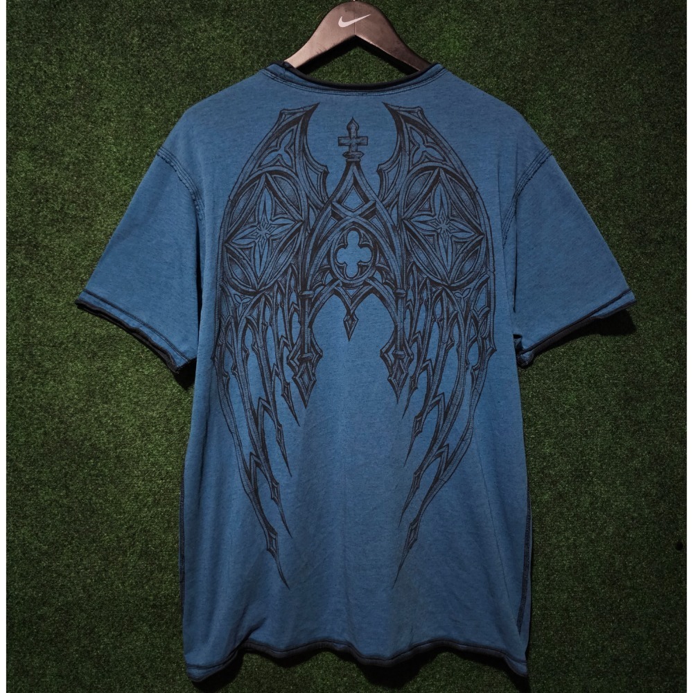 Affliction Tshirt Cross Wings graphic reversible tee
